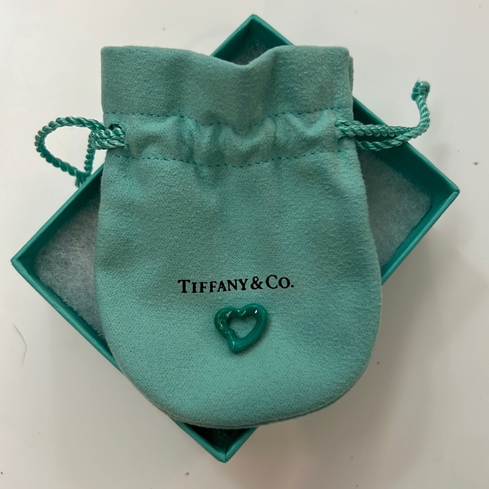 Tiffany & Co. Elsa Peretti Blue Turquoise Carved Small Open Heart Pendant